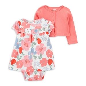 Carter's Child of Mine 2 Piece Set Preemie Baby Girl Orange Floral